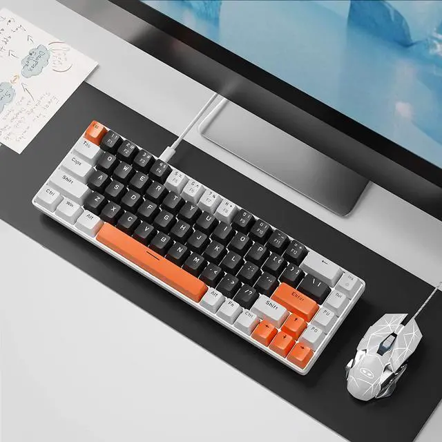 Alt view image 6 of 7 - MageGee Portable 60% Mechanical Gaming Keyboard, MK-Box LED Backlit Compact 68 Keys Mini Wired Office Keyboard with Blue Switch for Windows Laptop PC Mac - Black/White