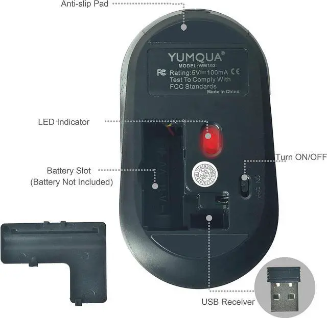 Alt view image 6 of 7 - YUMQUA 12 Pack Wireless Mouse Bulk, Slim 2.4G 3 Levels DPI Optical Silent Cordless Computer Mouse for Laptop Chromebook PC Windows MacBook, Black