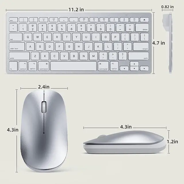 Alt view image 5 of 7 - Bluetooth Keyboard and Mouse Compatible with Mac, OMOTON Ultra-Slim Wireless Keyboard and Mouse Combo Compatiblei with MacOS, MacBook Pro/Air, iMac, Mac Mini, Laptop and PC (Silver)