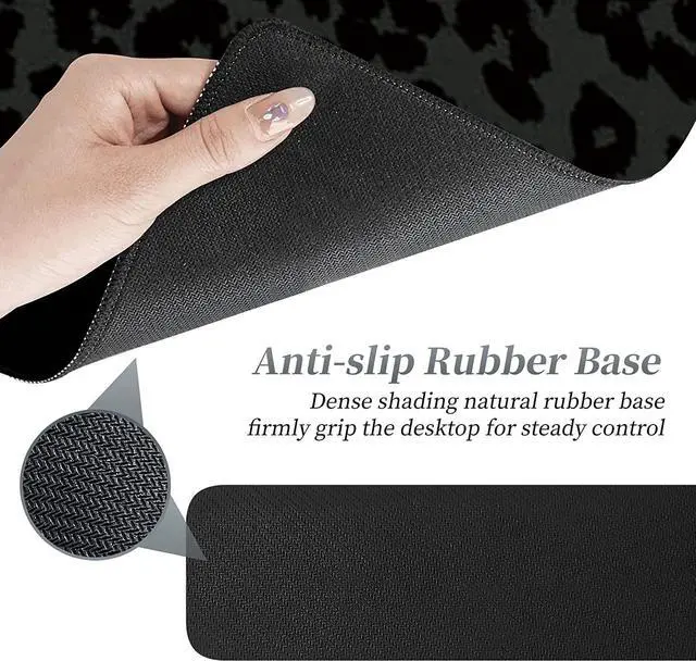Alt view image 5 of 7 - 3Pcs Mouse Pad Set, Black Leopard Large Gaming Mouse Pad with Stitched Edge, Ergonomic Memory Foam Keyboard Wrist Support and Mouse Wrist Rest Cushion, Pain Relief Non-Slip Desk Pad Combo