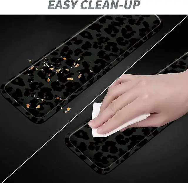 Alt view image 6 of 7 - 3Pcs Mouse Pad Set, Black Leopard Large Gaming Mouse Pad with Stitched Edge, Ergonomic Memory Foam Keyboard Wrist Support and Mouse Wrist Rest Cushion, Pain Relief Non-Slip Desk Pad Combo