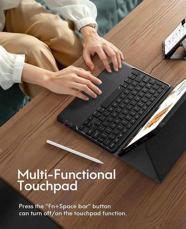 Alt view image 3 of 7 - For iPad Air 11 Inch Case with Keyboard (M2, 2024), 7-Color Backlight, Touchpad and Pencil Holder, 2 Bluetooth Channels, for iPad Pro 11(4th/3rd/2nd/1st Gen) iPad Air 5th & 4th Gen,Black