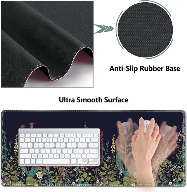 Alt view image 4 of 7 - AIMSA Large Gaming Mouse Pad Set, Keyboard Wrist Rest Support + Extended Mouse Pad + Mouse Wrist Cushion + Coaster, Ergonomic Multifunctional Desk Mat 35x15.7in Anti-Slip Rubber Base (Flowers Plants)