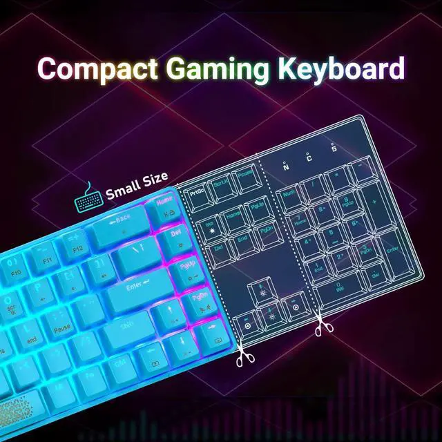 Alt view image 4 of 7 - 60% Mechanical Gaming Keyboard and Mouse Combo RGB Backlight Ergonomic Anti-ghosting 68 Keys 6402DPI Silent Honeycomb Mice Type-C Wired for Computer Mac Gamer