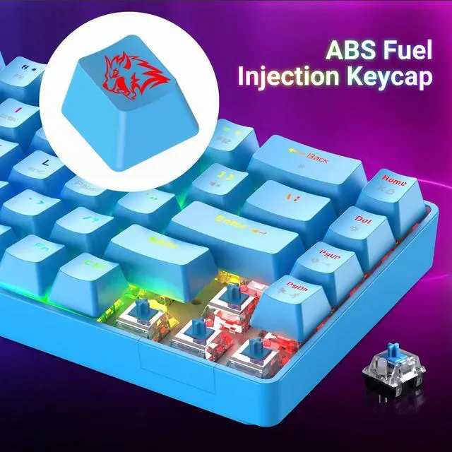 Alt view image 7 of 7 - 60% Mechanical Gaming Keyboard and Mouse Combo RGB Backlight Ergonomic Anti-ghosting 68 Keys 6402DPI Silent Honeycomb Mice Type-C Wired for Computer Mac Gamer