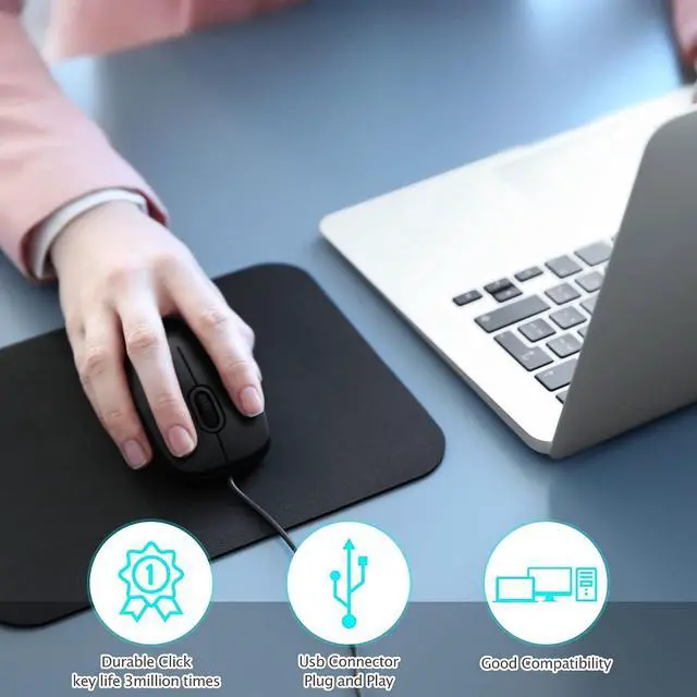 Alt view image 4 of 7 - Sherr 24 Pcs Computer Mouse Pack Bulk Wired Silent USB Optical Corded Mouse with 3 Adjustable DPI Computer Mice Compatible with Laptop Desktop School Office Business Home Supplies