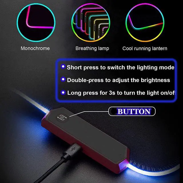 Alt view image 3 of 7 - RGB Gaming Mouse Pad Large Extended LED Mouse Mat XXL 35.4x15.7 inch 14 Lighting Modes 2 Brightness Non-Slip Rubber Base Mousepad Waterproof Keyboard Mat Fantasy Nebula Sky