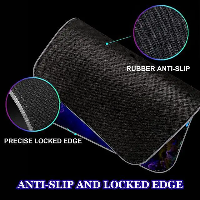 Alt view image 5 of 7 - RGB Gaming Mouse Pad Large Extended LED Mouse Mat XXL 35.4x15.7 inch 14 Lighting Modes 2 Brightness Non-Slip Rubber Base Mousepad Waterproof Keyboard Mat Fantasy Nebula Sky