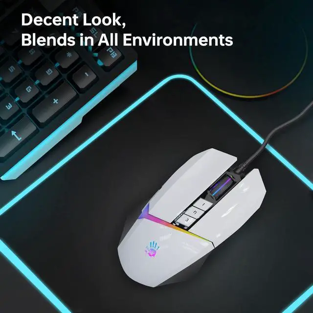 Alt view image 5 of 7 - Bloody W60Max Wired RGB FPS Gaming Mouse, 10000 CPI, All Buttons Programmable, 2000Hz Report Rate, 250 IPS, 4M Onboard Memory (Pandawhite)