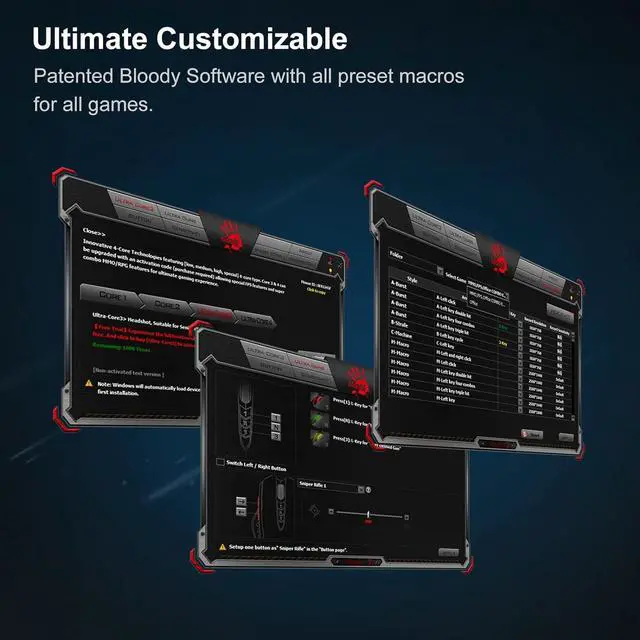 Alt view image 6 of 7 - Bloody W60Max Wired RGB FPS Gaming Mouse, 10000 CPI, All Buttons Programmable, 2000Hz Report Rate, 250 IPS, 4M Onboard Memory (Pandawhite)