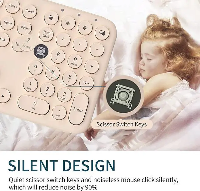 Alt view image 3 of 7 - Wireless Keyboard Mouse Combo, 2.4Ghz Aesthetic Quiet Keyboard and Mouse Wireless, 110 Keys Full Size Ultra-Thin Cute Keyboard for Laptop, Computer, PC, Notebook, Windows, Mac OS (Khaki)