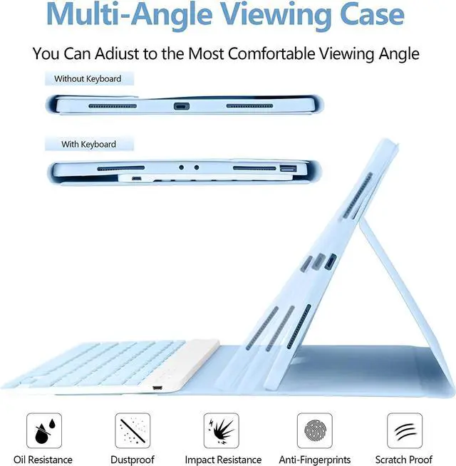 Alt view image 6 of 7 - besky for iPad Air 13 Inch (M4/M3/M2) & Pro 12.9 Case with Keyboard | Wireless Detachable Keyboard with Pencil Holder, Auto Sleep/Wake, Compatible with iPad Pro 12.9 5th/6th Gen & Air13, Blue