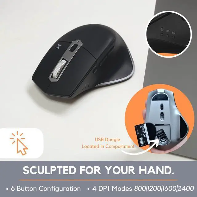 Alt view image 5 of 7 - X9 Wireless Ergonomic Keyboard and Mouse Combo - 2.4G+BT Optimized for Comfort - Bluetooth Ergonomic Split Keyboard with Wrist Rest and 6 Button Ergo Mouse - Rechargeable Wireless Mouse Keyboard Combo