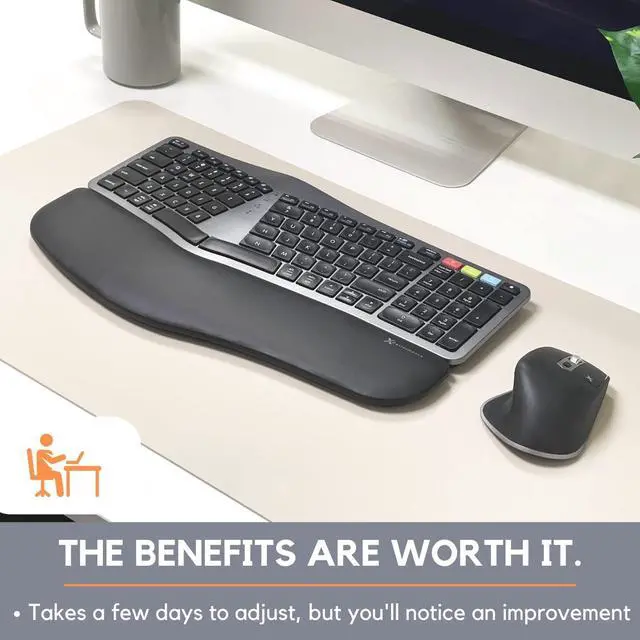 Alt view image 7 of 7 - X9 Wireless Ergonomic Keyboard and Mouse Combo - 2.4G+BT Optimized for Comfort - Bluetooth Ergonomic Split Keyboard with Wrist Rest and 6 Button Ergo Mouse - Rechargeable Wireless Mouse Keyboard Combo