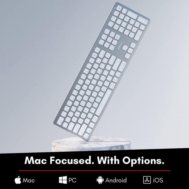 Alt view image 2 of 7 - Macally Premium Wireless Bluetooth Keyboard for Mac, iMac, MacBook, Mac Pro - Compatible Apple Wireless Keyboard for Mac Mini, MacBook Pro/Air Laptop - Rechargeable Full-Size Wireless Mac Keyboard
