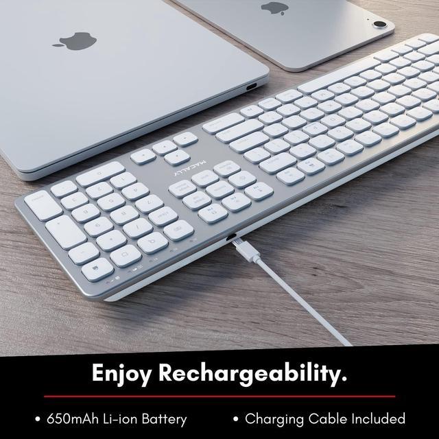 Alt view image 5 of 7 - Macally Premium Wireless Bluetooth Keyboard for Mac, iMac, MacBook, Mac Pro - Compatible Apple Wireless Keyboard for Mac Mini, MacBook Pro/Air Laptop - Rechargeable Full-Size Wireless Mac Keyboard