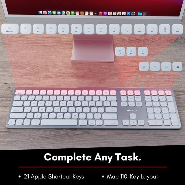 Alt view image 6 of 7 - Macally Premium Wireless Bluetooth Keyboard for Mac, iMac, MacBook, Mac Pro - Compatible Apple Wireless Keyboard for Mac Mini, MacBook Pro/Air Laptop - Rechargeable Full-Size Wireless Mac Keyboard