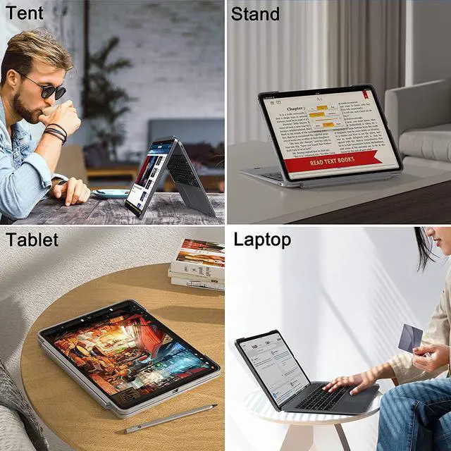 Alt view image 4 of 6 - doqo iPad Keyboard Case 10.2 inch with Touchpad for iPad 9th 2021, 8th 2020, 7th Gen 2019, 360° Protective case with 7 Colors Backlight Detachable Keyboard Space Gray