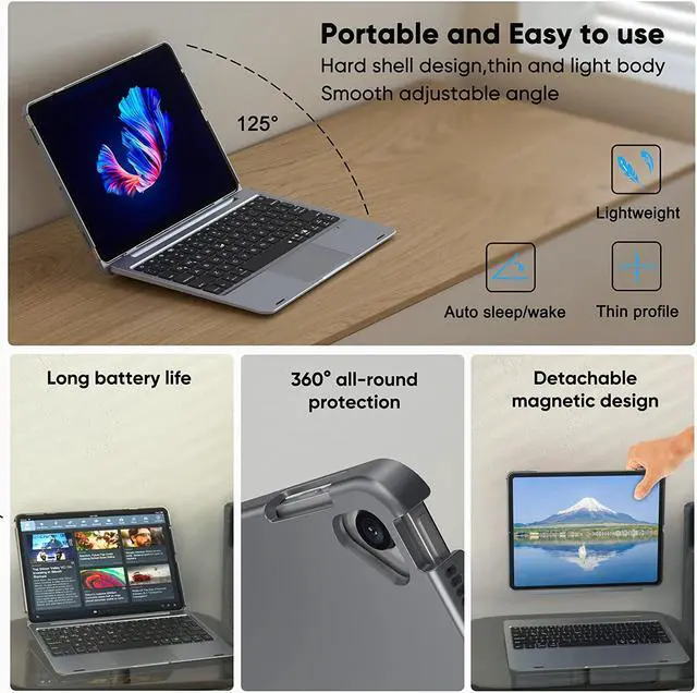 Alt view image 5 of 6 - doqo iPad Keyboard Case 10.2 inch with Touchpad for iPad 9th 2021, 8th 2020, 7th Gen 2019, 360° Protective case with 7 Colors Backlight Detachable Keyboard Space Gray