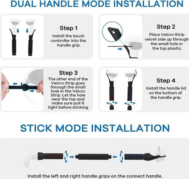 Alt view image 7 of 7 - AMVR Gorilla Tag Long Arms Beat Saber Handles for Oculus Quest 2/Quest/Rift S, VR Controller Extension Grip Accessories 2 in 1 Sticks Attachment to Enhance VR Experience, Reinforcement with Tie Wraps