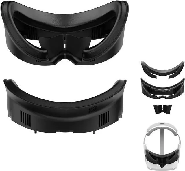Main image of AMVR Face Cover for Pico 4, Resilient Vent Leather Face Pad Replacement Soft Facial Cushion Interface Bracket Set Washable Lightproof Comfortable VR Accessories for Pico 4 HeadsetBlack, 3-in-1