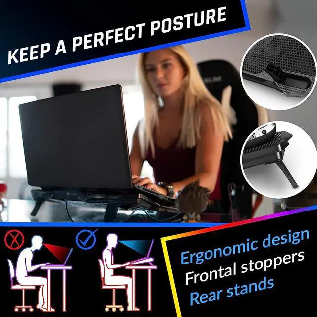 Alt view image 5 of 7 - KLIM Wind Laptop Cooling Pad - More Than 500 000 Units Sold - New Version 2024 - The Most Powerful Rapid Action Cooling Fan - Laptop Stand with 4 Cooling Fans at 1200 RPM - USB Fan - PS5 PS4 - Blue