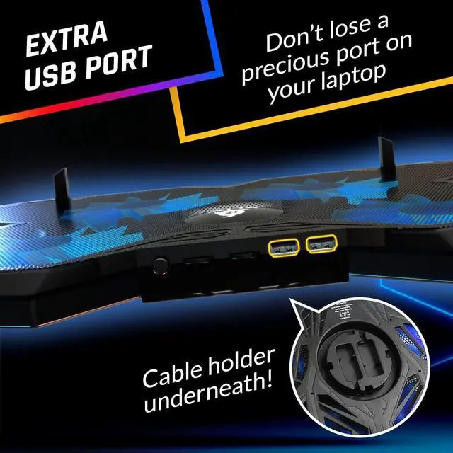 Alt view image 7 of 7 - KLIM Wind Laptop Cooling Pad - More Than 500 000 Units Sold - New Version 2024 - The Most Powerful Rapid Action Cooling Fan - Laptop Stand with 4 Cooling Fans at 1200 RPM - USB Fan - PS5 PS4 - Blue