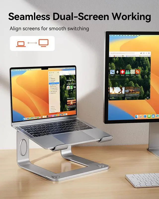 Alt view image 4 of 7 - Laptop Stand for Desk Laptop Riser Computer Stand for Laptop Ergonomic Laptop Stand Desk Holder Elevator Compatible with Most 10 to 15.6 Inches Laptops Silver