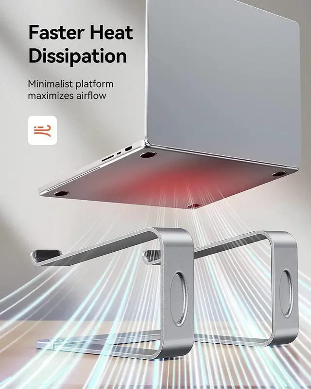 Alt view image 5 of 7 - Laptop Stand for Desk Laptop Riser Computer Stand for Laptop Ergonomic Laptop Stand Desk Holder Elevator Compatible with Most 10 to 15.6 Inches Laptops Silver