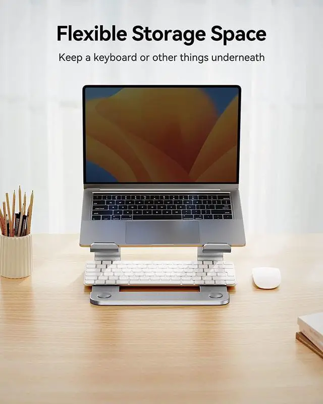 Alt view image 6 of 7 - Laptop Stand for Desk Laptop Riser Computer Stand for Laptop Ergonomic Laptop Stand Desk Holder Elevator Compatible with Most 10 to 15.6 Inches Laptops Silver