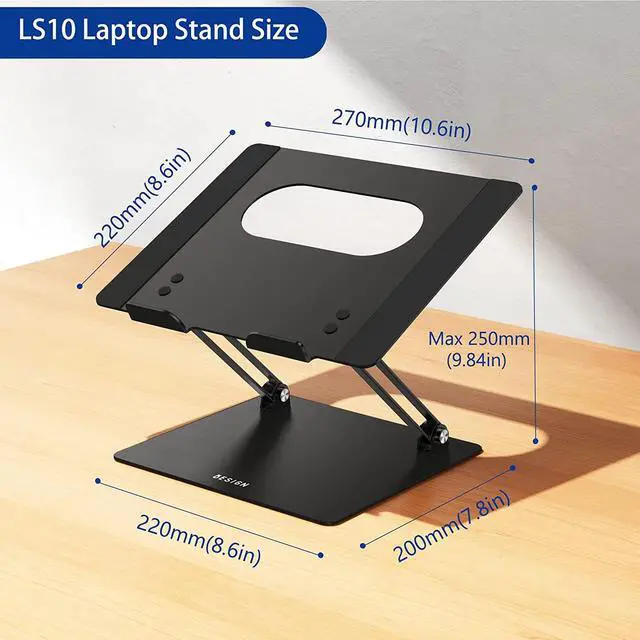 Alt view image 6 of 7 - LS10 Aluminum Laptop Stand Ergonomic Adjustable Notebook Stand Computer Holder Compatible with Air Pro  HP  More 10-14 Laptops Black