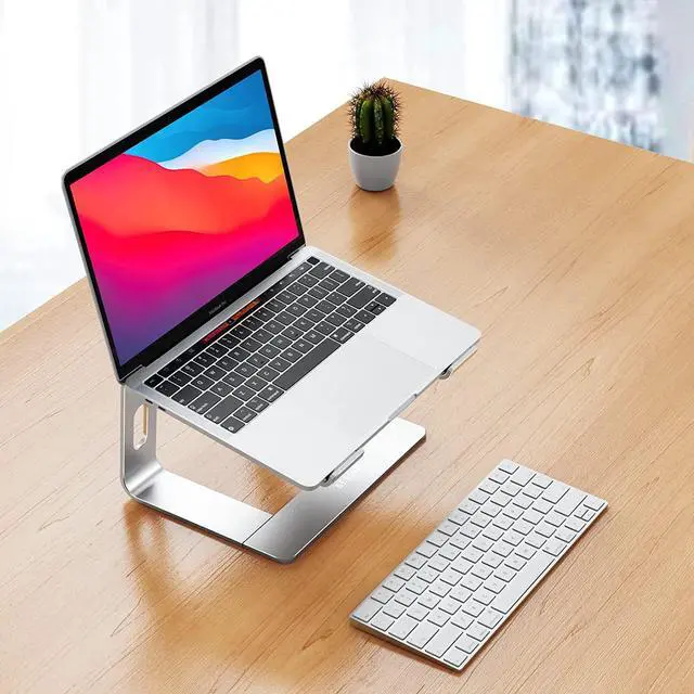 Alt view image 2 of 7 - BESIGN LS03 Aluminum Laptop Stand, Ergonomic Detachable Computer Stand, Riser Holder Notebook Stand Compatible with Air, Pro, Dell, HP, Lenovo More 10-15.6" Laptops, Silver
