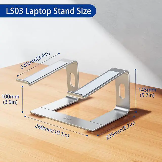 Alt view image 4 of 7 - BESIGN LS03 Aluminum Laptop Stand, Ergonomic Detachable Computer Stand, Riser Holder Notebook Stand Compatible with Air, Pro, Dell, HP, Lenovo More 10-15.6" Laptops, Silver