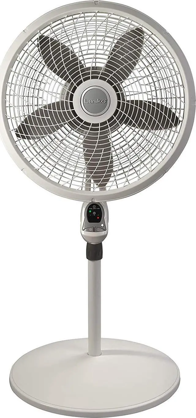 Alt view image 7 of 7 - Lasko Cyclone Pedestal Fan, Adjustable Height, Remote Control, Timer, 3 Speeds, for Bedroom, Kitchen, Office and Living Room, 18", White, 1885, Large