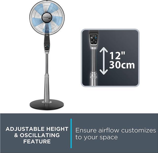 Alt view image 6 of 7 - Rowenta Turbo Silence Standing Floor Fan with Remote 53 Inches Ultra Quiet Fan Oscillating, Portable, 5 Speeds, Indoor, Refresh Up to 23-Feet VU5670,Silver