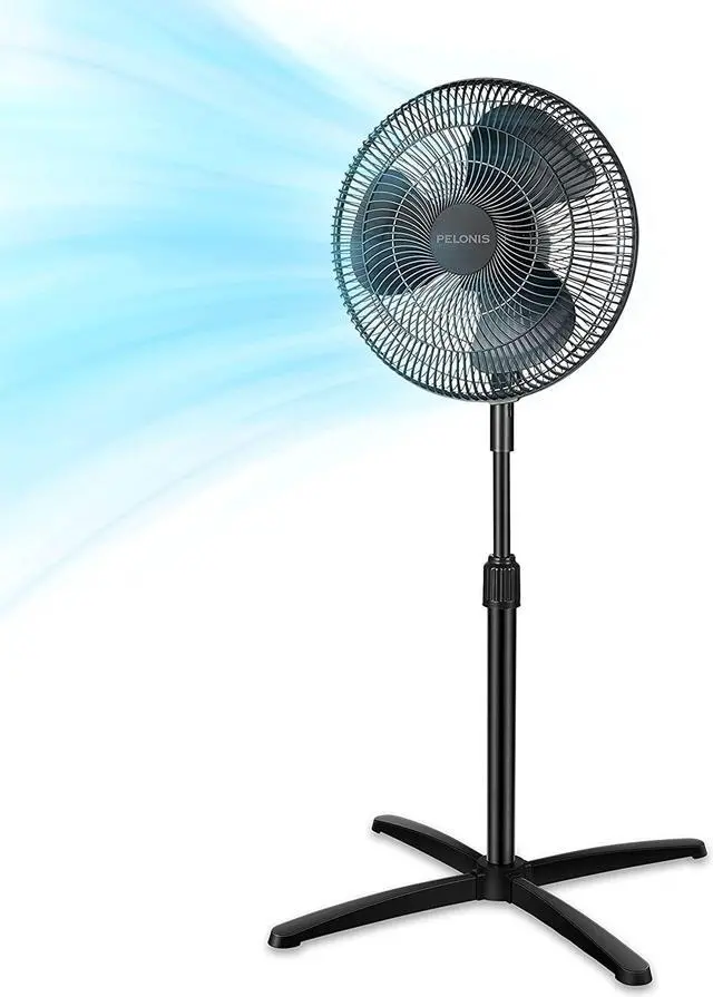 Main image of PELONIS 16 inch Pedestal Fan for Bedroom , Oscillating Fan, 3-Speeds, 90° Oscillation, Adjustable Height, Floor Fan, Standing Fan for Living Room, Kitchen, and Home office, Black