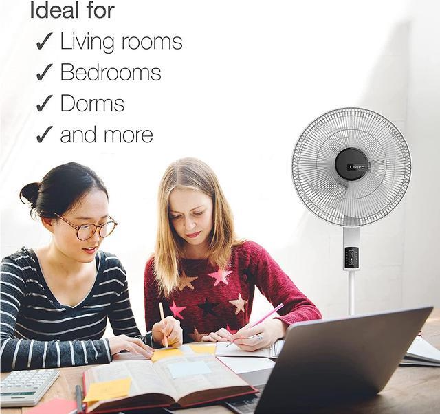 Alt view image 5 of 7 - Lasko S16614 Oscillating 16 Adjustable Pedestal Stand Fan with Timer, Thermostat and Remote for Indoor, Bedroom, Living Room, Home Office & College Dorm Use, 16 Inch, White