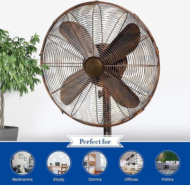 Alt view image 5 of 7 - Designer Aire Oscillating Indoor/Outdoor Standing Floor Fan for Cooling Your Area Fast - 3-Speeds, Adjustable 40-51 Inches in Height, Fits Your Home Decor