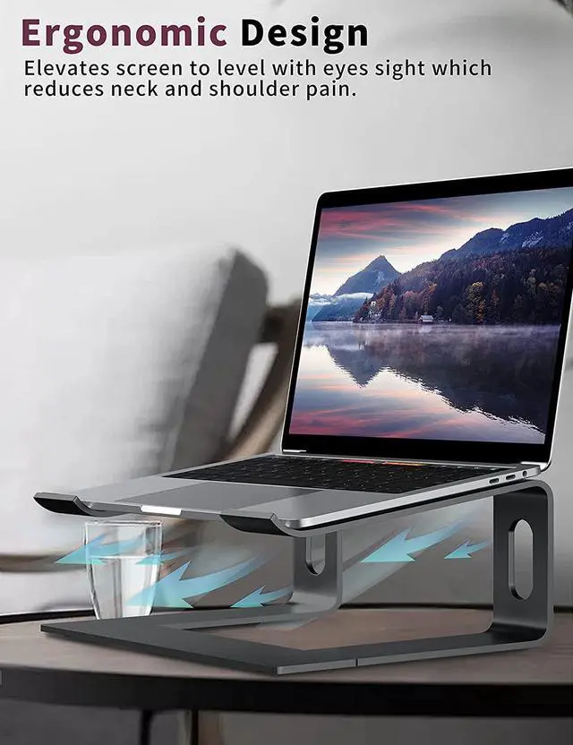 Alt view image 5 of 7 - Laptop Stand for Desk Aluminum Computer Riser Ergonomic Notebook Holder Detachable Metal Laptops Elevator PC Cooling Mount Support 10 to 15.6 Inches Notebook Black
