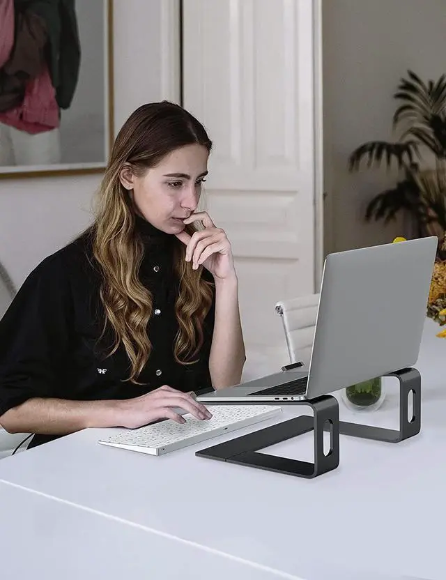 Alt view image 6 of 7 - Laptop Stand for Desk Aluminum Computer Riser Ergonomic Notebook Holder Detachable Metal Laptops Elevator PC Cooling Mount Support 10 to 15.6 Inches Notebook Black