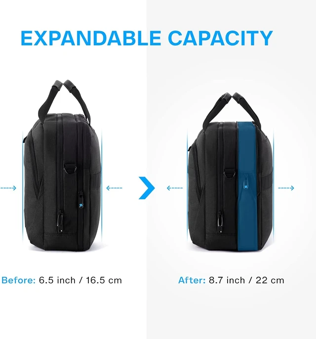 Alt view image 3 of 7 - 17.3 Inch Laptop Bag Expandable Computer Bag Briefcase Black
