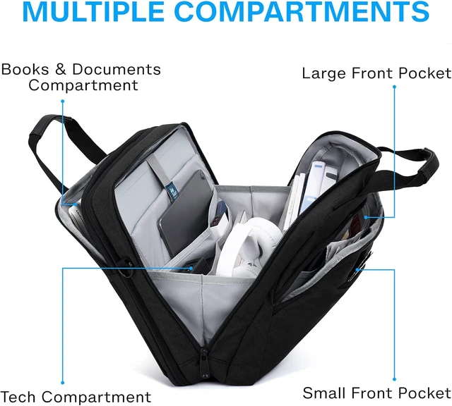 Alt view image 4 of 7 - 17.3 Inch Laptop Bag Expandable Computer Bag Briefcase Black