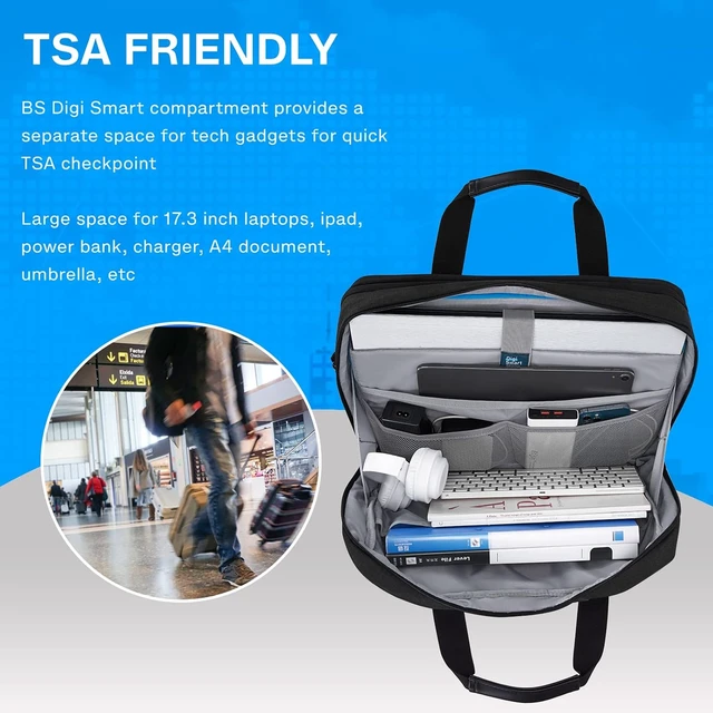 Alt view image 7 of 7 - 17.3 Inch Laptop Bag Expandable Computer Bag Briefcase Black