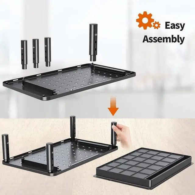 Alt view image 3 of 7 - ELIVED 2 Pack Monitor Stand Riser with Drawer, 3 Height Adjustable Monitor Stand with Storage, Desktop Monitor Riser for Computer, Laptop, Notebook, Printer(Black).