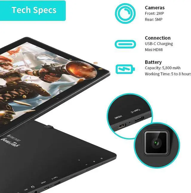 Alt view image 5 of 6 - Drawing Tablet No Computer Needed, 10inch Standalone Drawing Tablet with Pen Stylus, IPS FHD, Android 12 for Digital Drawing, Note Taking for Digital Art