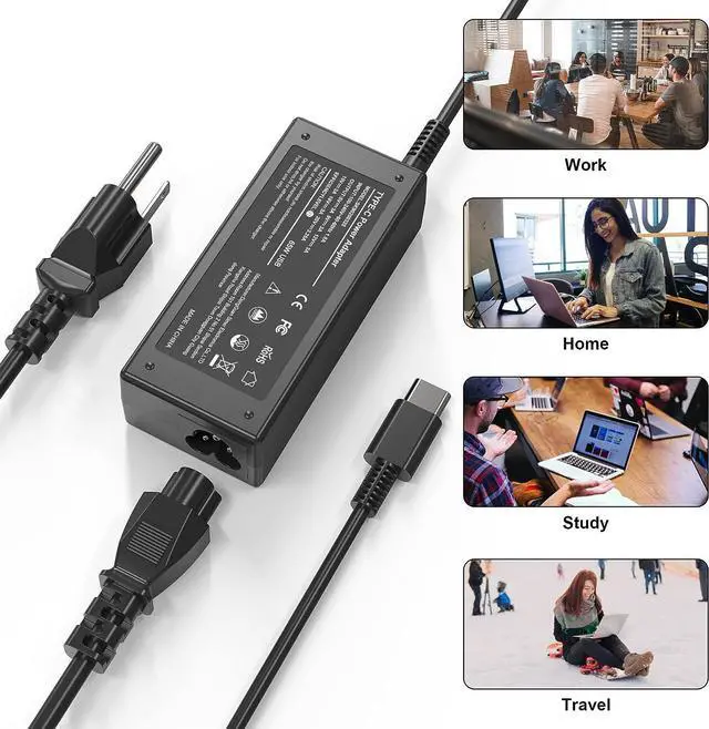 Alt view image 5 of 7 - 65W 45W USB C Laptop Charger Universal Chromebook Charger Replacement for Hp,Lenovo,Dell.Acer,Asus,Samsung,Google Chromebook Charger Type c