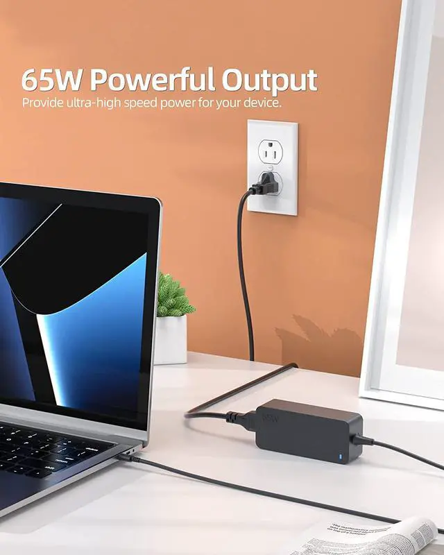 Alt view image 7 of 7 - 65W Fast Charger Fit for Lenovo ThinkPad T14 T14s T15 T16 E14 E15 E16 L13 Yoga L15 L14 Gen 1 2 3 4 5 6 Laptop, (with UL Safety Certification), USB C, 45W