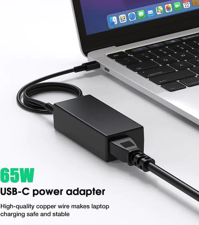 Alt view image 3 of 7 - USB C Laptop Charger 65W Chromebook Charger Compatible with HP      Google Chromebook Fast Charger Type C