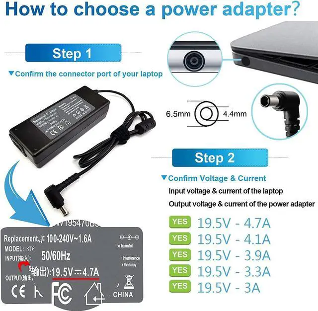 Alt view image 6 of 7 - 90W 19.5V 4.7A AC Adapter Laptop Charger Replacement for Sony Vaio PCG-3J1L VPCCW21FX VGN-CR240E VPCF236FM PCG-61A14L PCGA-AC19V10 VGP-AC19V10 VPCEH11FX SVE14118FXW VGN-A PCG-GRX VGN-AR Sony Bravia