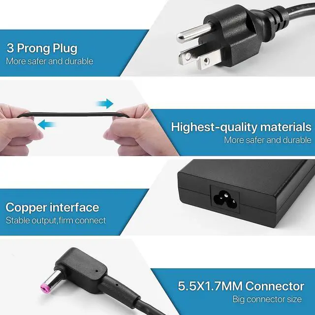 Alt view image 3 of 6 - 135W Charger Fit for Acer Nitro 5 N18C3 AN517-51 AN515-51 52 53 54 55 57 45 N18C4 Series Laptop
